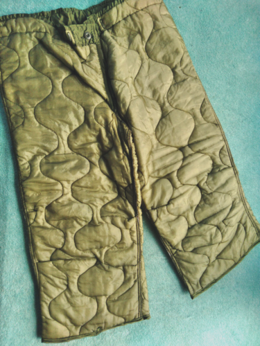 U.S. ARMY MILITARY COLD WEATHER QUILTED OD GREEN TROUSERS FIELD LINER SURPLUS MD - Afbeelding 1 van 4