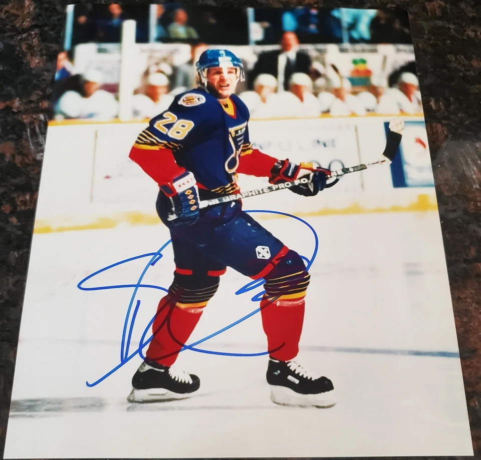 Fotografía autógrafa de Steve Duchesne 8x10 NHL St. Louis Blues Detroit Red Wings Foto 2 de 4