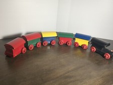 VTG. Hand Made Wooden Pull Along Toy Train