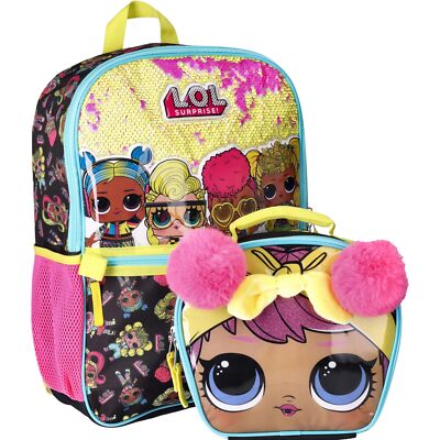 MGA LOL B.B. Nation Girls 17'' Laptop Backpack & Lunch Bag 2-Piece Set, Book Bag