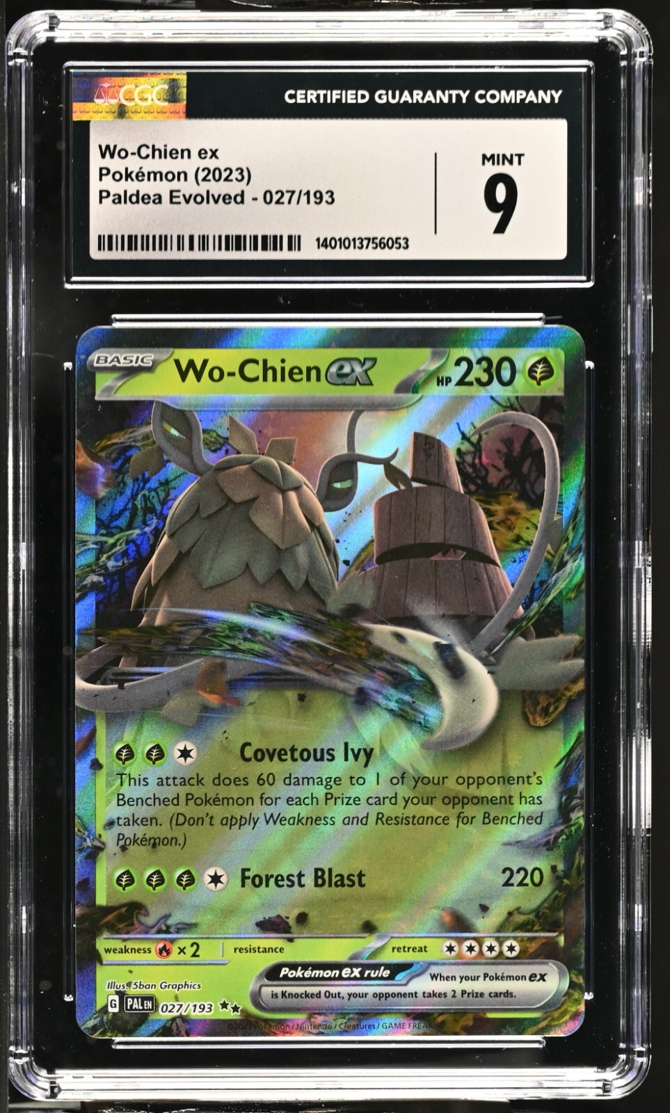CGC Graded 9 Mint Wo-Chien ex 027/193 Paldea Evolved Pokemon Card PAL EN