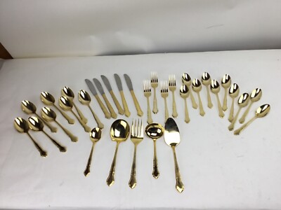 EP SS Korea - Elegance - Gold Electroplate Stainless Steel Flatware 32 Pieces