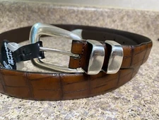 Men’s Brown Geniune Leather Belt Lizard Look Size 34 New