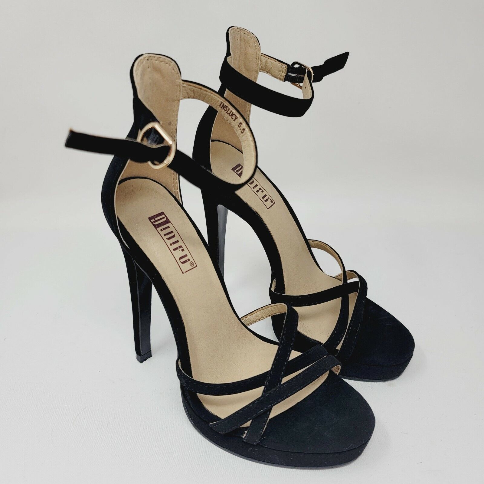 IDIFU Women's IN5 Lucy Strappy Black Platform Heels Open Toe Shoes Size 5.5 M