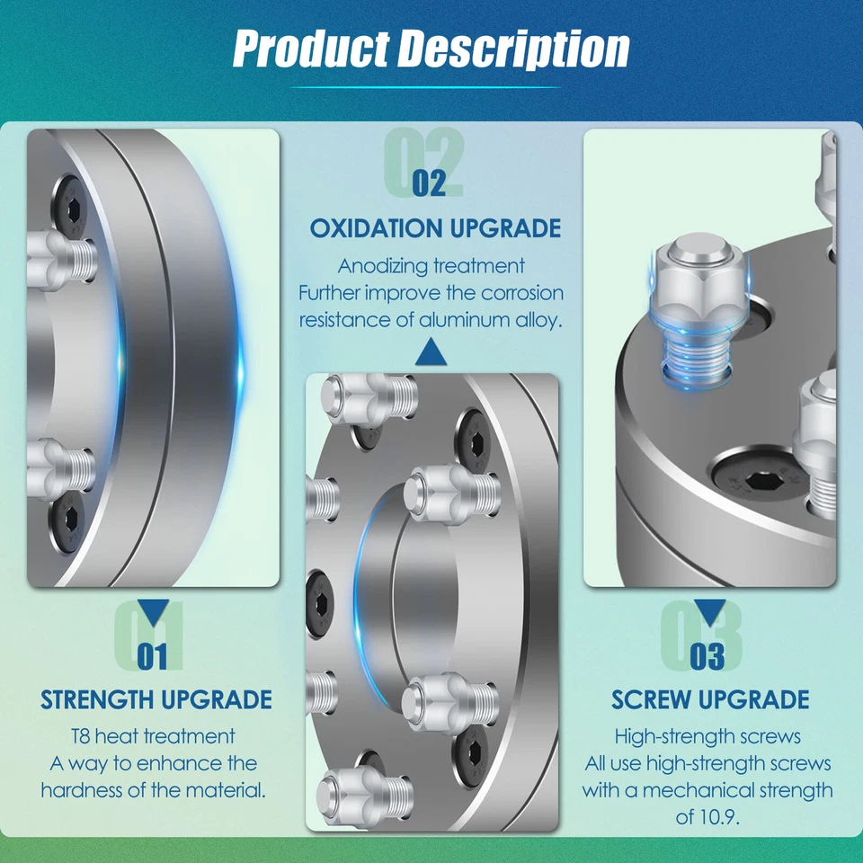 Adaptadores espaciadores de rueda de 4 piezas de 2" de 5x5 a 6x5,5 para Jeep Grand Cherokee Chevy Tahoe Foto 3 de 4