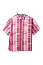 Tommy Bahama Who Got Ikat SILK Blend Red Pink Plaid C Shirt Size M L XL NWT 125