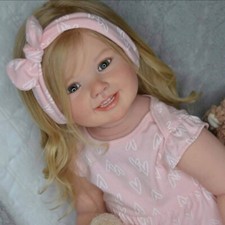 28in Finished Reborn Baby Doll Toddler Girl Rooted Hair Cloth Body Handmade Gift