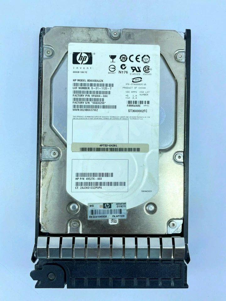 HP BD600DAJZK 9FS004-044 600GB 10K RPM Fiber Channel 3.5`` HDD Hard Disk Drive - Image 2 of 4