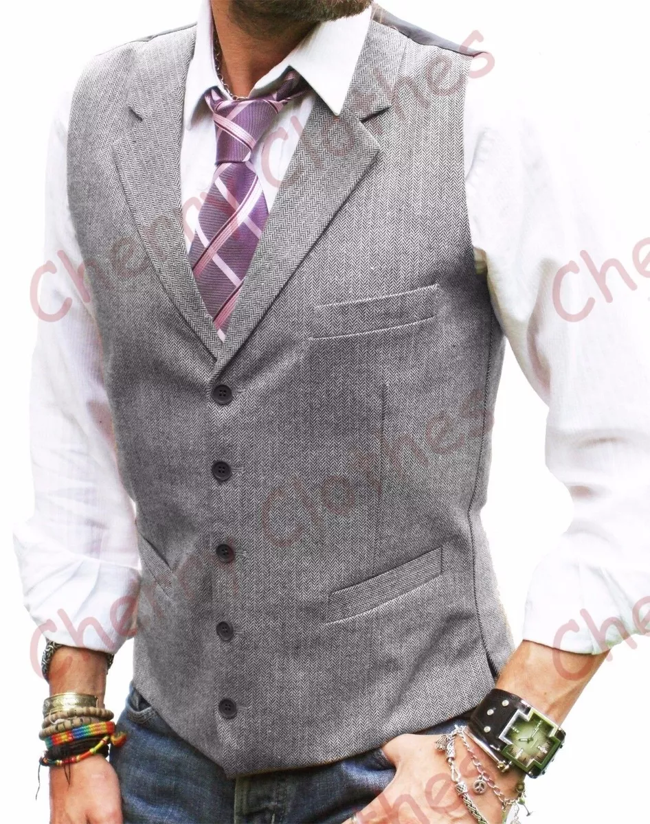 Gray tweed vest sale