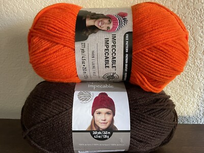 Loops & Threads Impeccable Yarn 4.5 oz 277yds  Orange/ 268 yds Chocolate 2 Skein