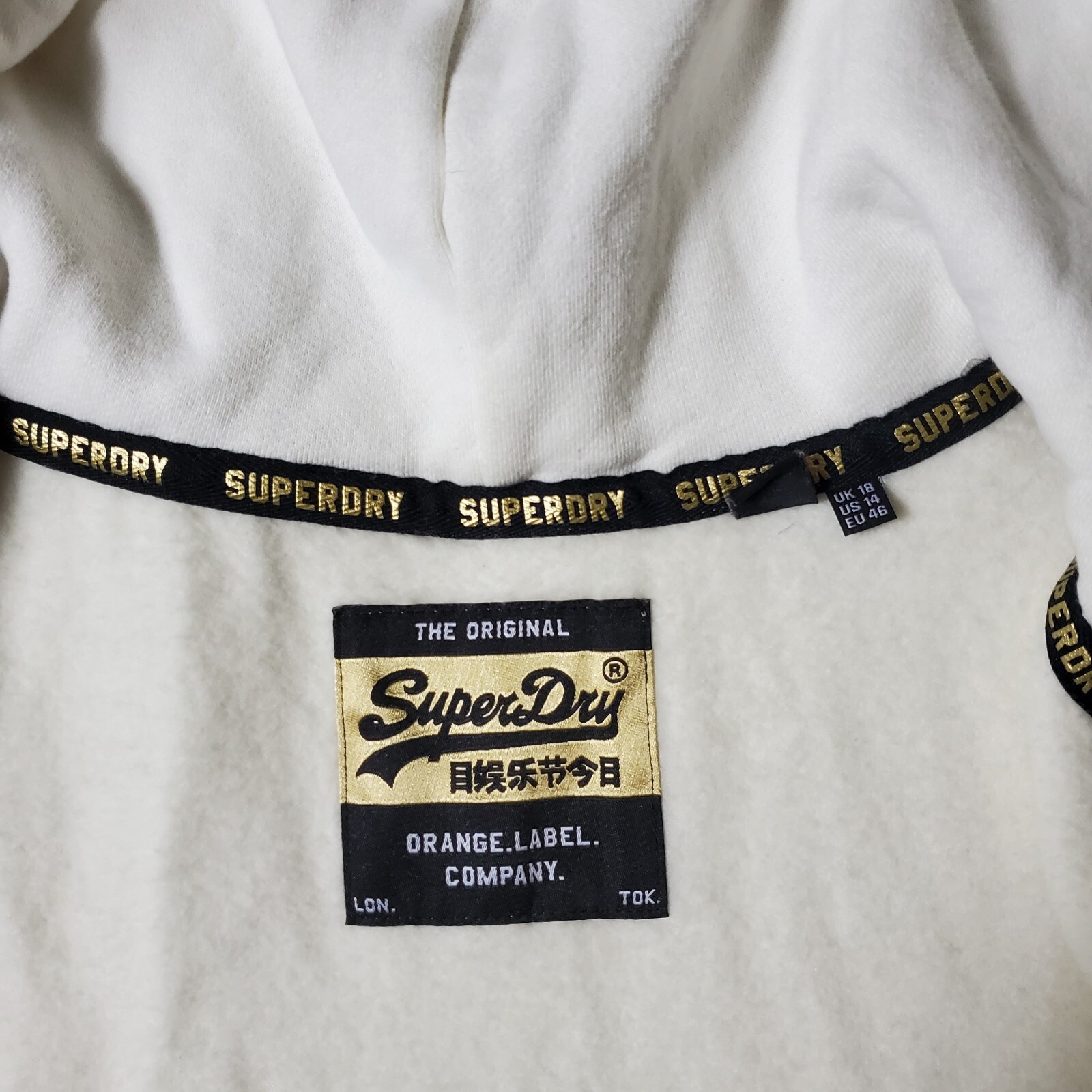 SuperDry Orange Label White Full Zip Sweater Jacket Women's Juniors Size 14 image 10