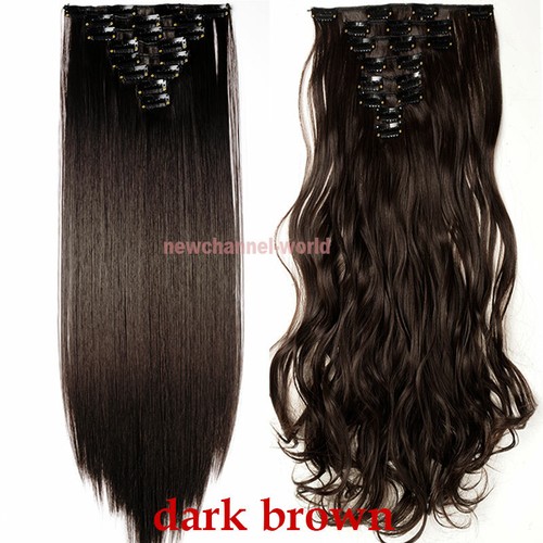 CLEARANCE Thick 8 Pieces/Set Clip In Hair Extensions Full Head Real as Human HYT - Picture 16 of 57