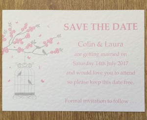 50 Personalised Vintage Save The Date Wedding Cards Butterfly Birdcage 2 Ebay
