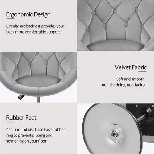Barstool Height Adjustable Bar Chair PU Round Tub Chair Swivel Vanity Chair - Picture 68 of 83