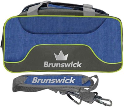 Brunswick Crown 2-Ball Deluxe Double Tote Navy/Lime Bowling Bag