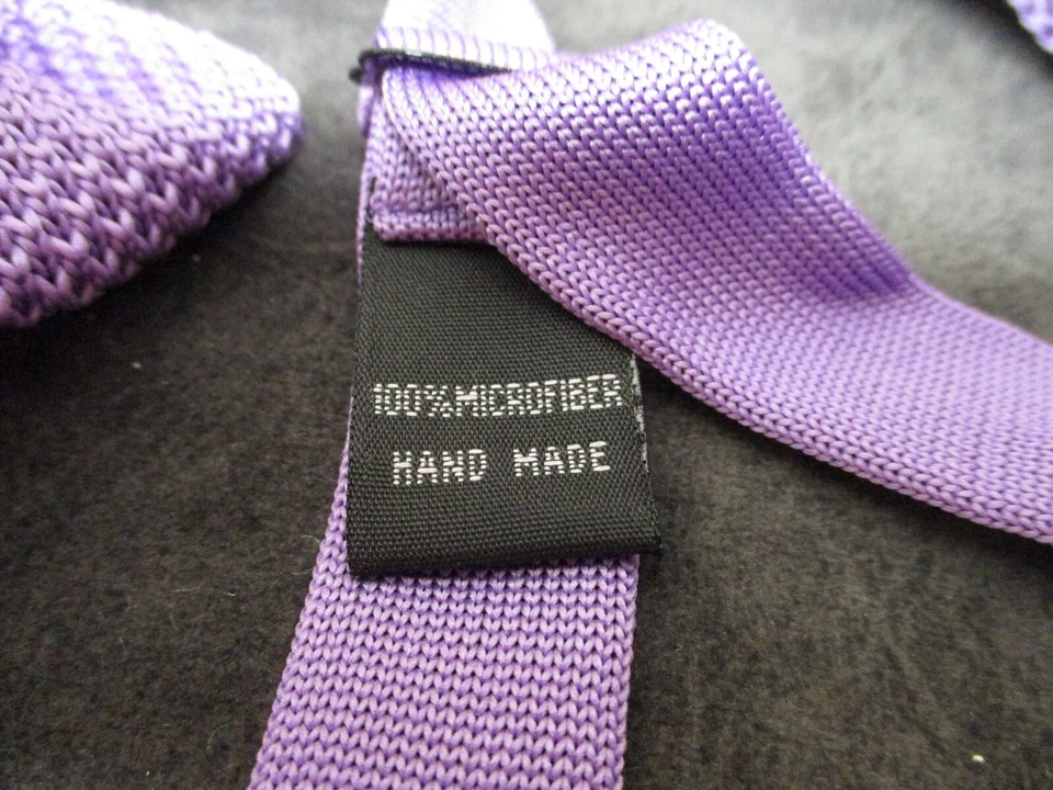 TOTALMENTE NUEVO Dan Smith Tejido Microfibra 2" Corbata Pajarita Combo Púrpura Blanco Rayas Foto 3 de 3