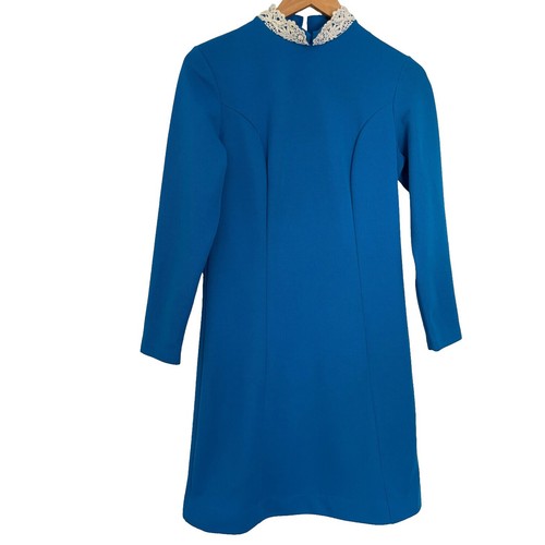 Vintage 60s Womens Lace Shift Dress Blue Below Knee Handmade Sz M Medium |  eBay