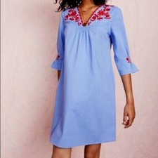 NWT Madewell blue tunic dress with red embroidered detail sz s