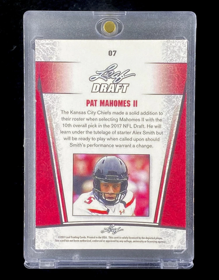 PATRICK MAHOMES ROOKIE SILVER PARALLEL RARE TEXAS TECH SILVER 2017 RC CHIEFS - Image 3 of 4