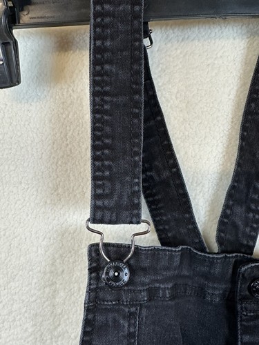 Vanilla Star Overalls Girls Size Medium Black Denim 5 Pocket Cuffed Bottom - Picture 3 of 10