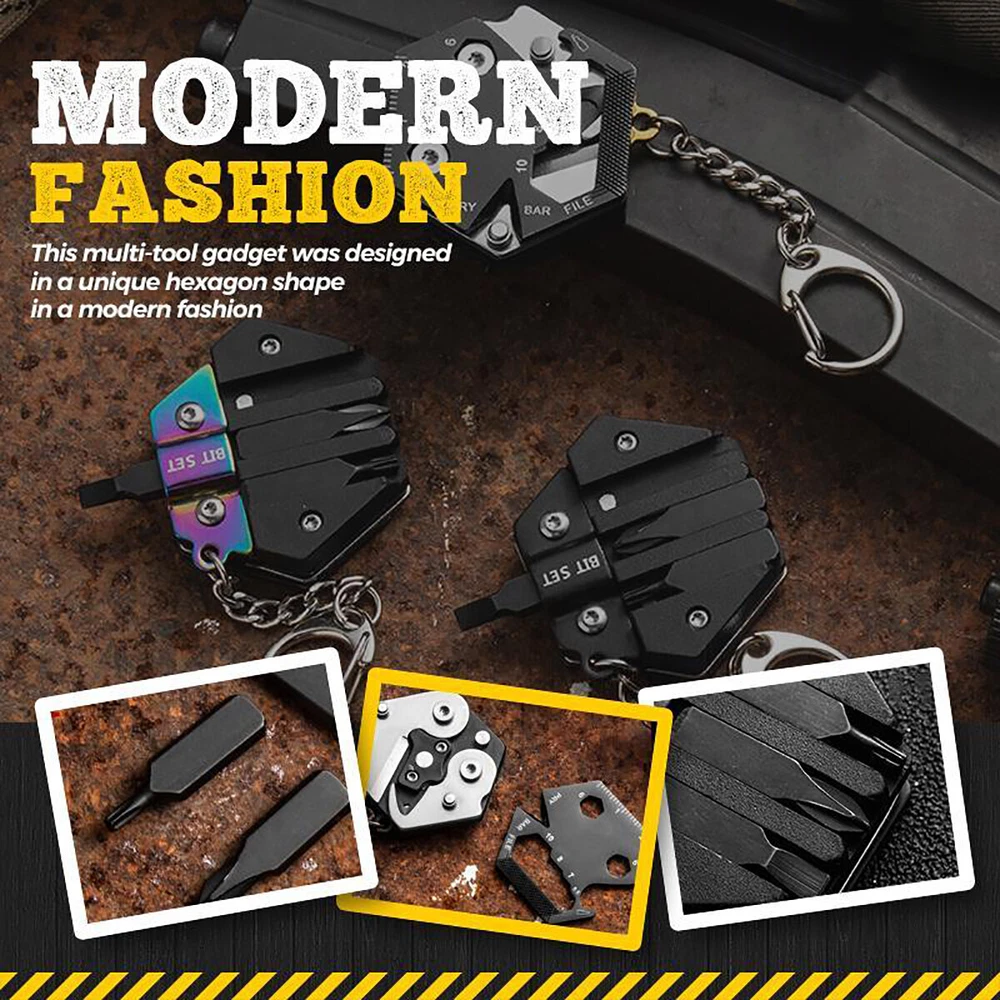 Multi Tool Folding Mini EDC Knife Outdoor Pocket Screwdriver Allen Wrench Ruler