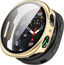 2 Pack of Gold Hard Cases for Samsung Galaxy Watch 8 40mm with Tempered Glass