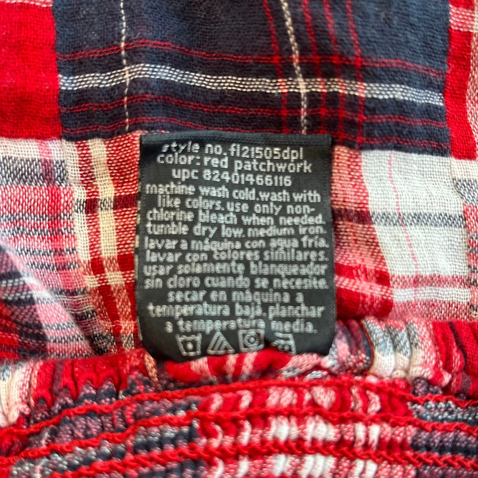 Mini Vestido Vintage Y2K Gloria Desteñido 16 Rojo Cuadros Imperio Tirantes Costero Occidental Foto 4 de 4