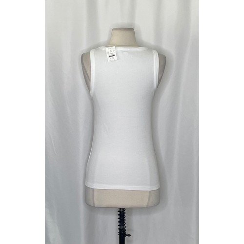 NWT! J. CREW Factory Ribbed High Neck Tank Top Solid White Classic Casual Medium - Picture 8 of 12