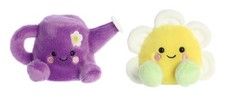 Set of 2 DEON DAISY  FLO WATERING CAN Palm Pals 5" Stuffed Animal Plush, Aurora