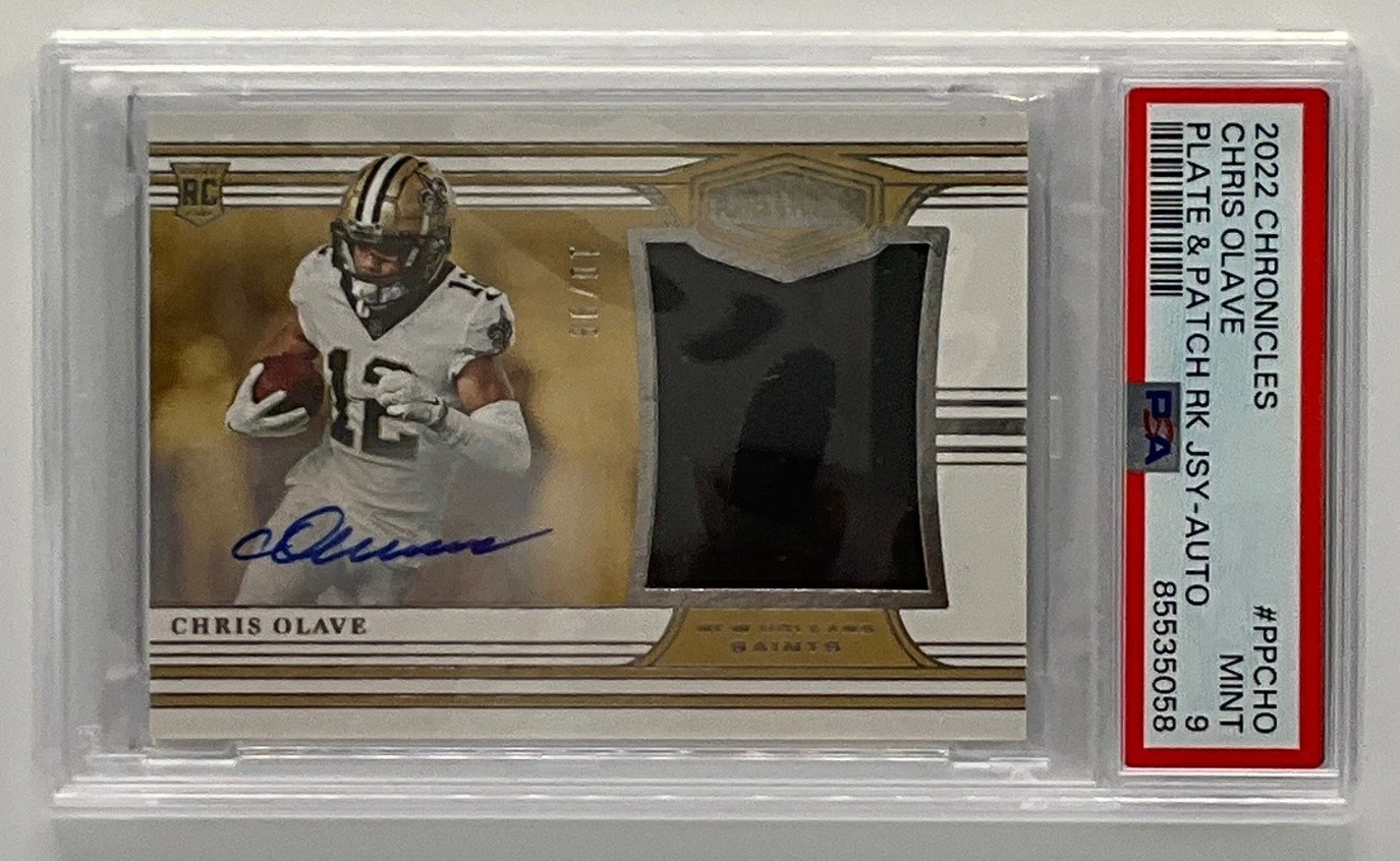 Chris Olave Panini Chronicles Plates & Patches Rookie Jersey #PPCHO Autograph