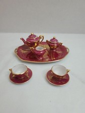 Vintage Small 10 Piece Miniature Tea Set With Tray Forest Pattern Japan