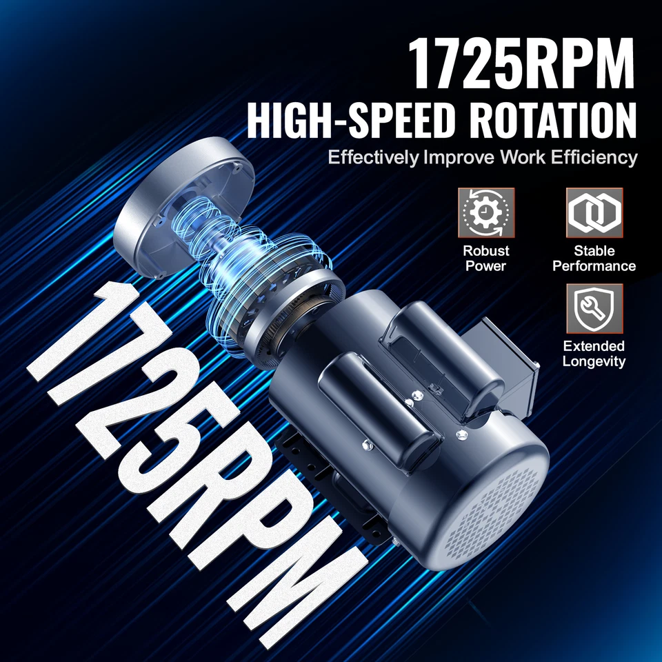 2HP Electric Motor 1725RPM AC 115V/230V 56C Frame 1-Phase 5/8" Keyed Shaft - Image 3 of 4