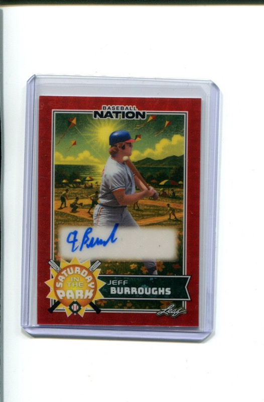 2025 Leaf Baseball Nation Red Flood Gold Super Prismatic Jeff Burroughs Auto 1/1
