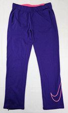 Vtg Y2K Nike Therma Fit Straight Leg Zip Cuff Sweat Pants Women M 30x30 Purple