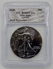 2025 - Silver American Eagle - w/ Black Ruthenium Overlay - ICG BU