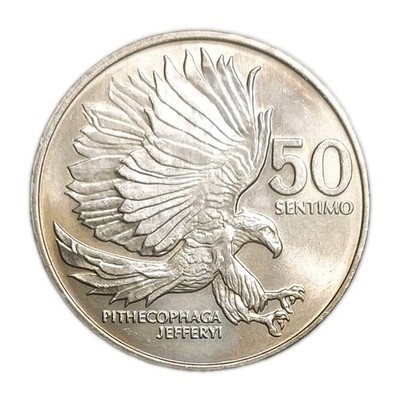 1987 PHILIPPINES 50 SENTIMOS UNC COIN KM 242.1 ATTACKING EAGLE BIRD THEMATIC 