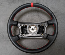 NEU LEDER Lenkrad für Audi 80 90 100 200 B3 B4 S2 C3 Schwarz Rot Streifen