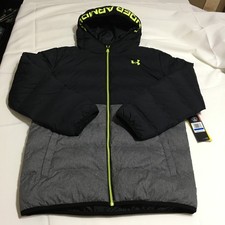 Under Armour ColdGear Puffer Winter Jacket Boys Youth XL YXL Black Gray NWT 80