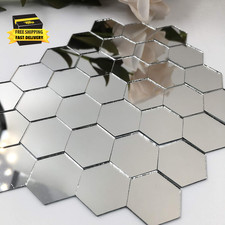 1'' Hexagonal Mirror Mosaic Tiles Craft Mirror Pieces Bulk 100 Pieces for Craft