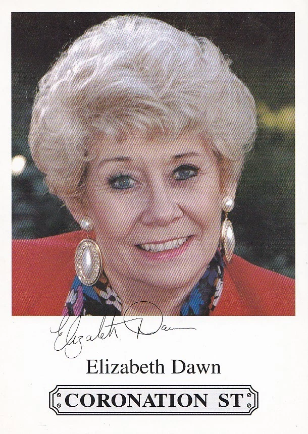 CORONATION ST. SIGNED CAST CARD. LIZ DAWN (VERA DUCKWORTH) 2000's - Image 1 of 1