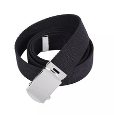 Officer Webbing Black Belt 117cm Cotton with Sliding Post Drum Buckle Army Style