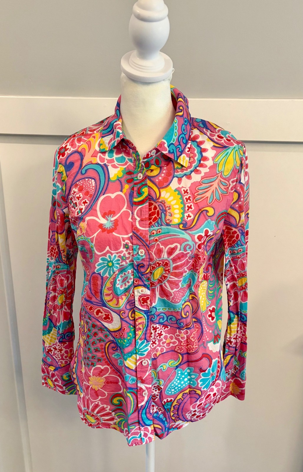 Talbots Women's Button-Down Shirt Long Sleeve Size XS Floral Paisley Multi