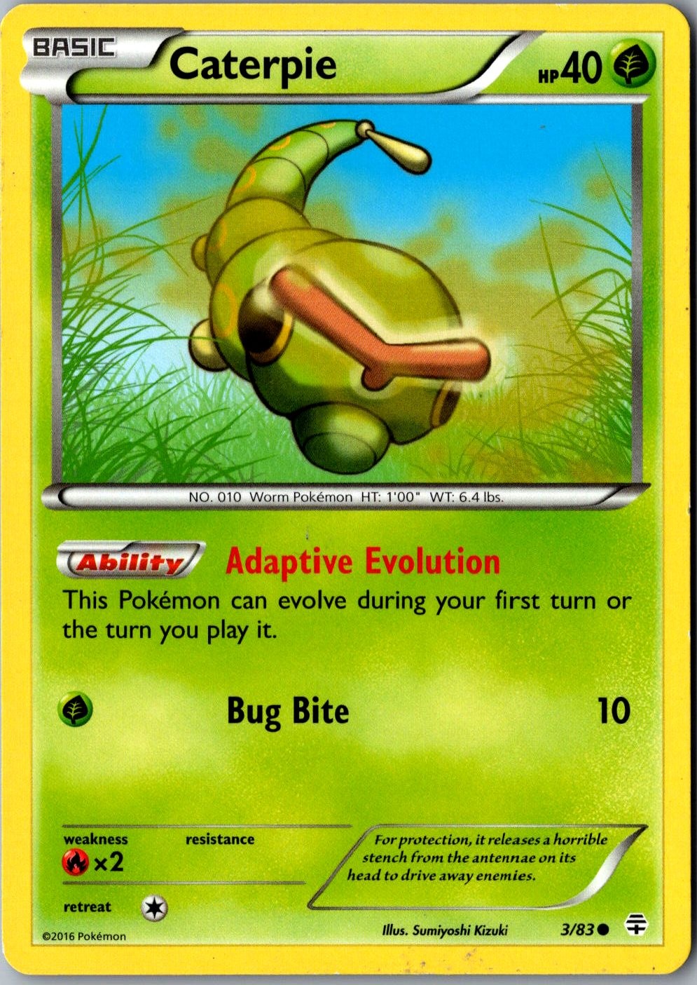 Caterpie 3/83 Common Generations Lightly Played Pokemon Card TCG Single