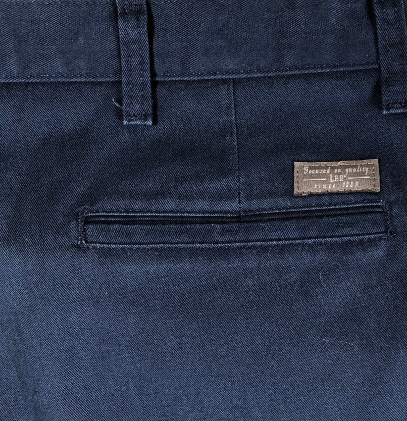 Lee Performance Khaki Mens Pants Pleated Classic Straight Navy 100% Cotton 36x28 thumbnail 7