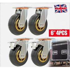 4x Castor Wheels Large 150mm, 1000KG Heavy Duty Rubber Swivel Furniture Casters
