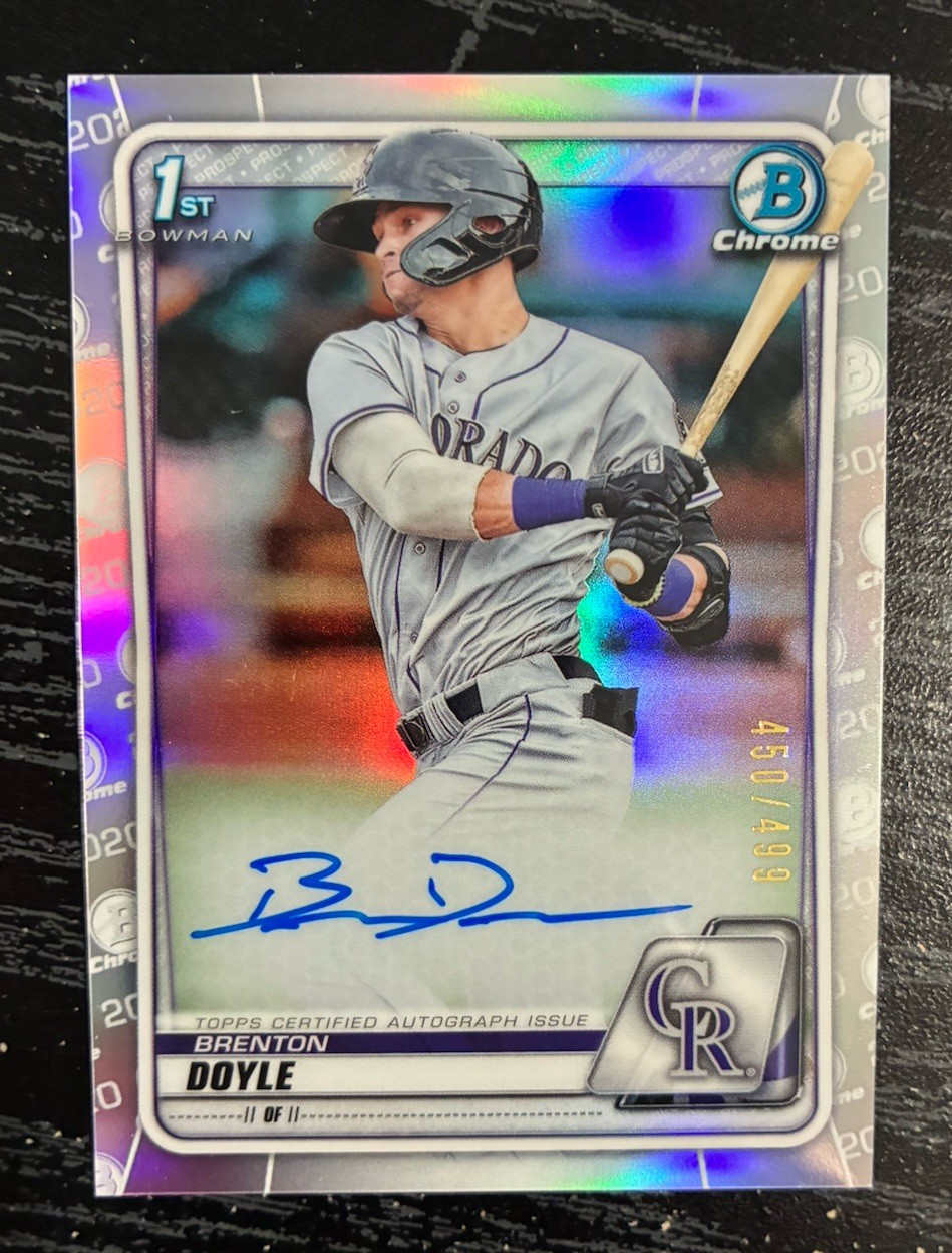 2020 Bowman Chrome 1st Auto Brenton Doyle #CPA-BD Refractor /499 Rockies