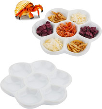 2 Pcs Hermit Crab Ceramic Food Dish, 7 Compartments Anti-Turning Food  Water Bo
