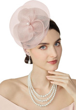 Fascinators Hats for Women - Tea Party Kentucky Hat Derby Headband Nude Pink