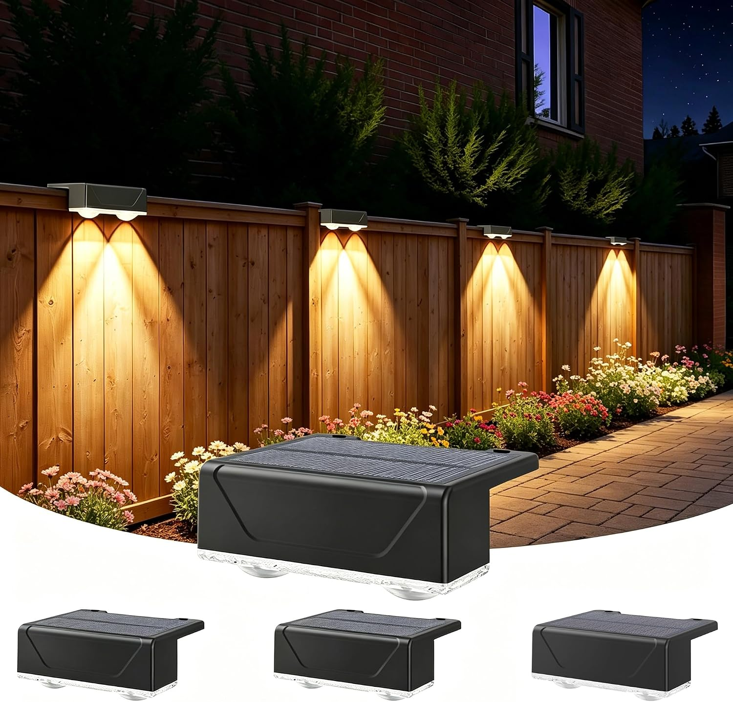 Solar Fence Lights Outdoor Garden| Outdoor Wall Lights with 3 Modes| Waterproof