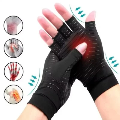 Kupfer Kompressionshandschuhe Fingerlose Anti-Arthritis Hand Schmerzlinderung - Bild 1 von 4
